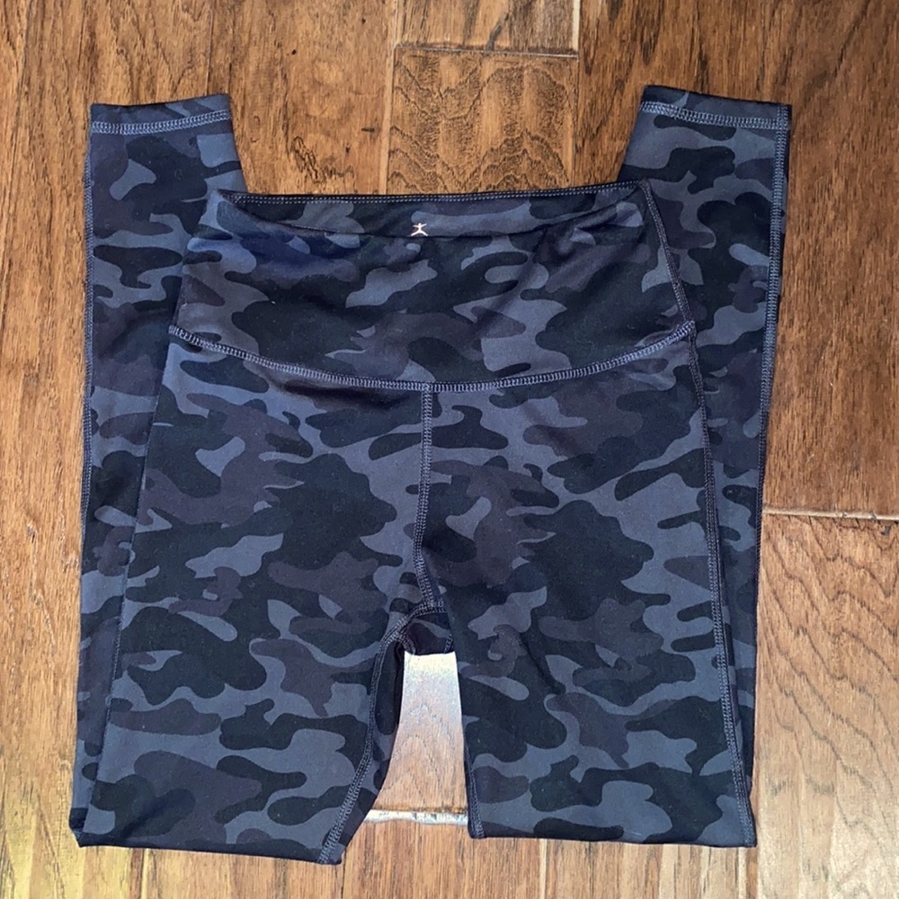 Danskin Camouflage Leggings Waistband Tights Small Camo Workout Pants Blue/Grey - Picture 3 of 6